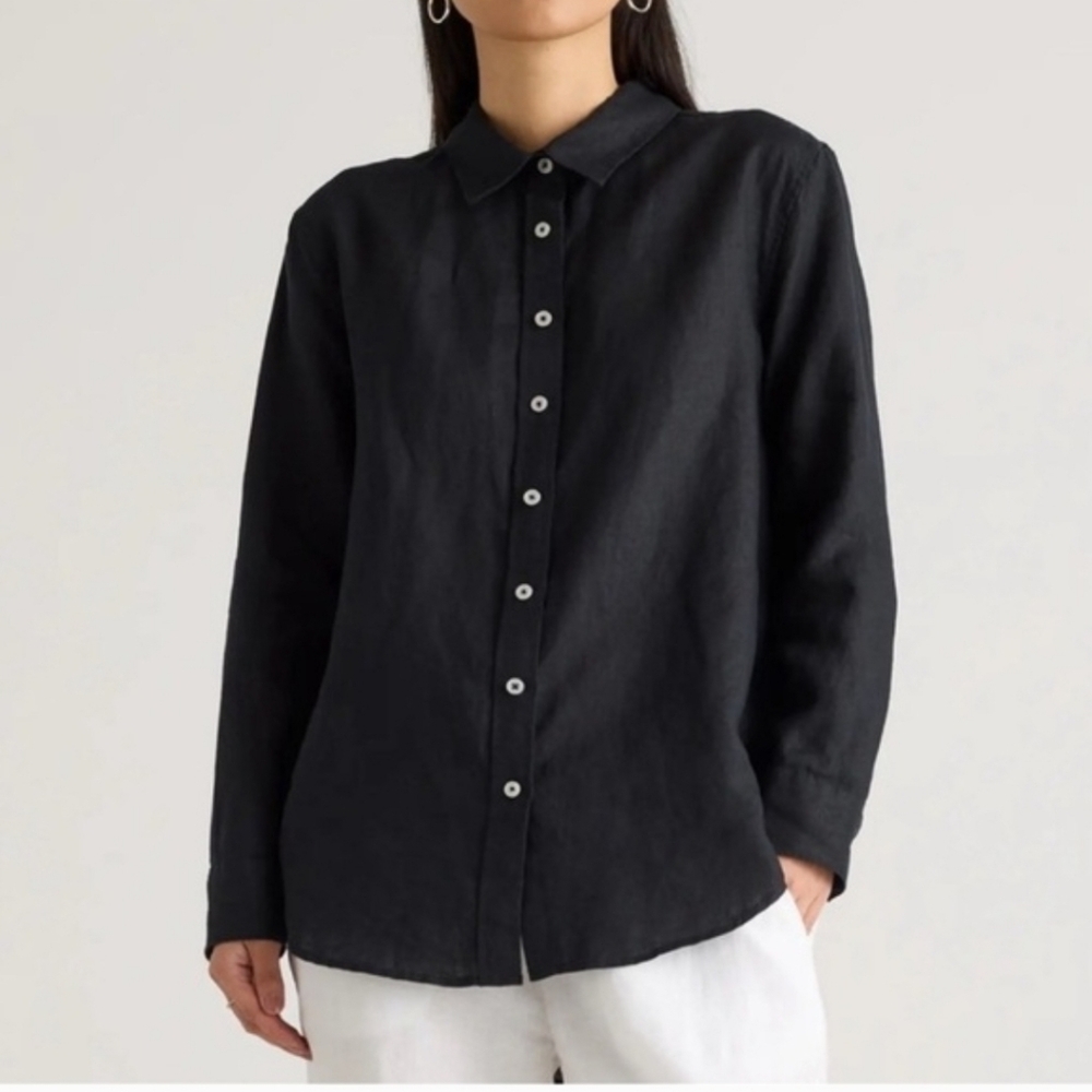 Classic Black Button-Front Women’s Shirt